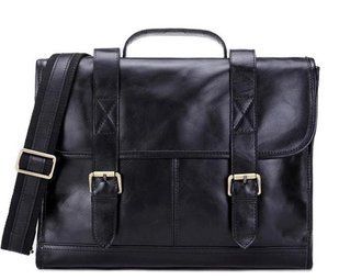 Мужской кожаный портфель TIDING BAG 7101A Черный