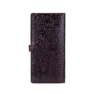 Місткий коричневий тревел-кейс з натуральної глянцевої шкіри, колекція "Mehendi Art"