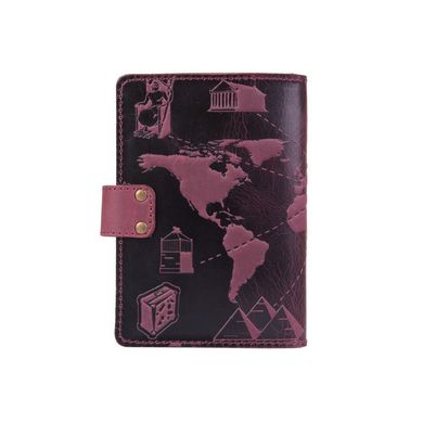 Шкіряне портмоне для паспорта / ID документів HiArt PB-02/1 Shabby Plum "7 wonders of the world"