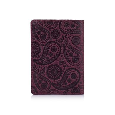Фіолетова дизайнерська шкіряна обкладинка для паспорта, колекція "Buta Art"