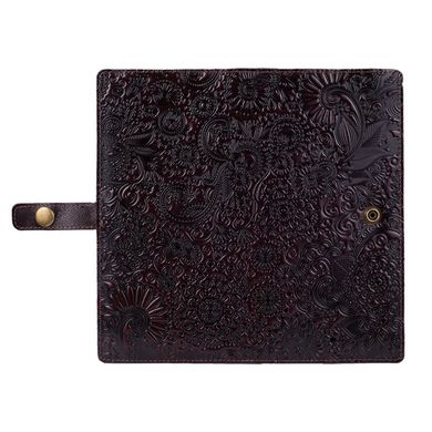 Вместительный коричневый тревел-кейс с натуральной глянцевой кожи, коллекция "Mehendi Art"