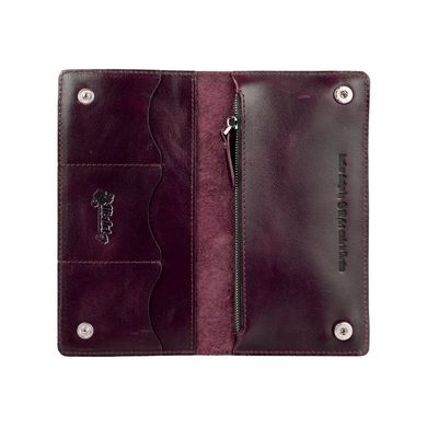 Кожаный бумажник на кнопках, с натуральной кожи темно фиолетового цвета, коллекция "Buta Art"