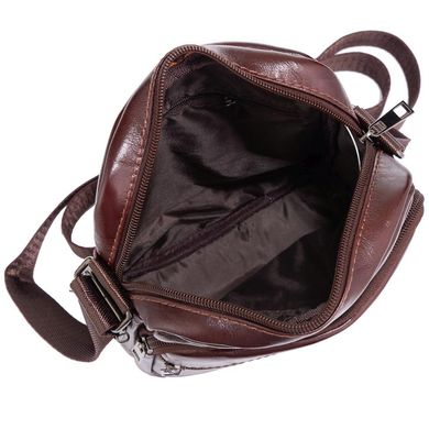 Кожаная мужская сумка через плечо коричневая Tiding Bag NM20-2610C Коричневый