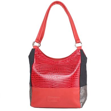 Женская кожаная сумка LASKARA (ЛАСКАРА) LK-DD212-red-black-silver Красный