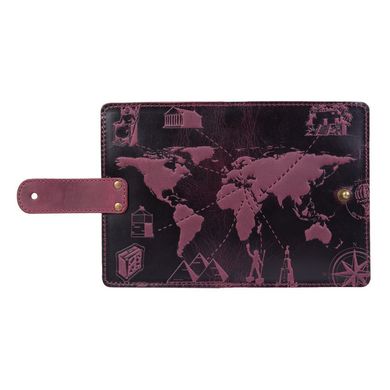 Шкіряне портмоне для паспорта / ID документів HiArt PB-02/1 Shabby Plum "7 wonders of the world"