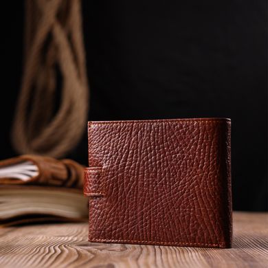 Функціональний чоловічий гаманець з хлястиком із натуральної шкіри KARYA 21080 Світло-коричневий