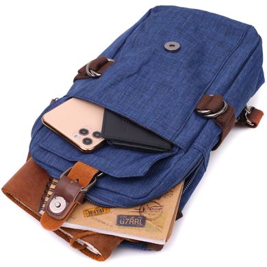 Интересная плечевая сумка для мужчин из плотного текстиля Vintage 22190 Синий