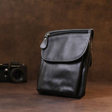 Шкіряна невелика чоловіча сумка через плече Vintage 20467 Чорний