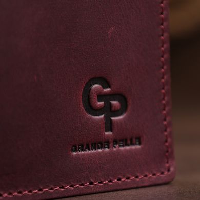 Кожаное женское матовое портмоне GRANDE PELLE 11561 Бордовый