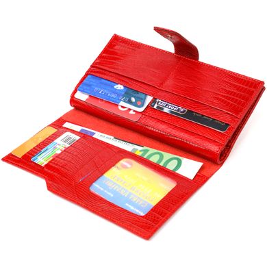 Красивий жіночий гаманець із натуральної фактурної шкіри CANPELLINI 21646 Червоний
