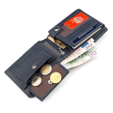 Чоловічий гаманець ST Leather 18326 (ST108) шкіряний багатофункціональний Синій
