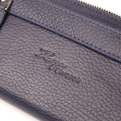 Надійний складаний гаманець із натуральної шкіри KARYA 21130 Синій