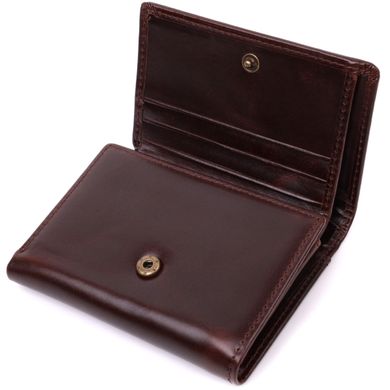 Отменный женский кошелек в три сложения из натуральной кожи Vintage sale_15070 Коричневый