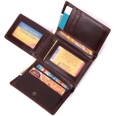 Відмінний жіночий гаманець у три складання з натуральної шкіри Vintage sale_15070 Коричневий
