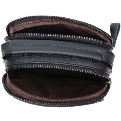 Практичная мужская сумка на плечо из натуральной кожи Vintage 22247 Черная