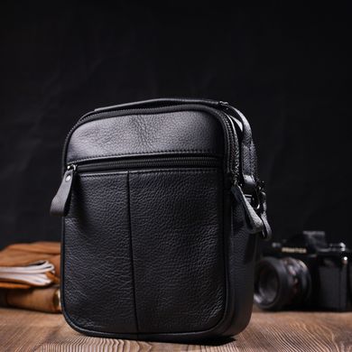Практична чоловіча сумка на плече з натуральної шкіри Vintage 22247 Чорна