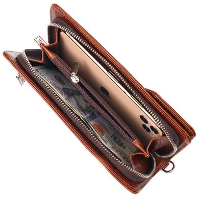 Практичное портмоне клатч из натуральной фактурной кожи CANPELLINI 21544 Коричневое