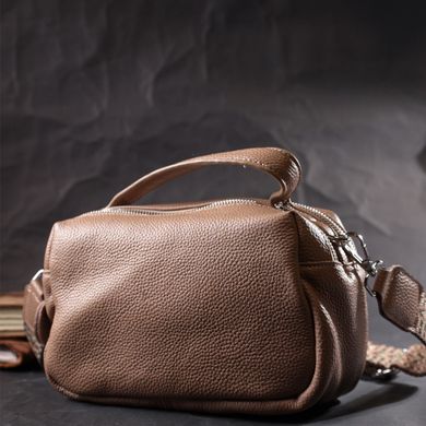 Прямоугольная сумка для женщин на два отделения из натуральной кожи Vintage 22345 Бежевая