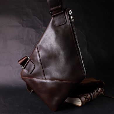 Стильная мужская сумка на плече из натуральной кожи GRANDE PELLE 11669 Коричневая