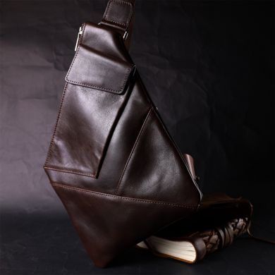 Стильная мужская сумка на плече из натуральной кожи GRANDE PELLE 11669 Коричневая