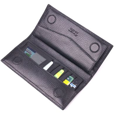 Вертикальный мужской бумажник из натуральной зернистой кожи KARYA 21436 Черный