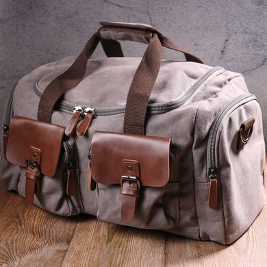 Вместительная дорожная сумка из качественного текстиля 21238 Vintage Серая