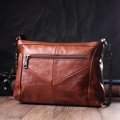 Жіноча шкіряна сумка середнього розміру на одне відділення Vintage 22566 Світло-коричневий