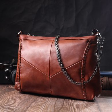 Женская кожаная сумка среднего размера на одно отделение Vintage 22566 Светло-коричневый