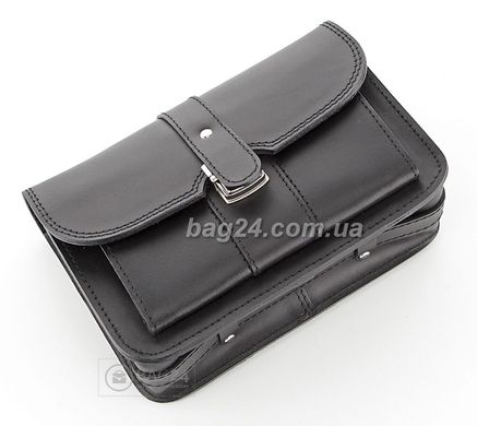 Компактная мужская кожаная барсетка-сумка Handmade 10040, Черный