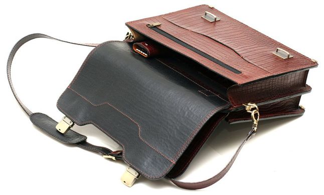 Оригинальный мужской кожаный портфель под крокодила Manufatto