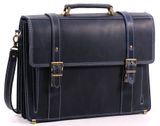 Шикарный мужской портфель из натуральной винтажной кожи синего цвета Manufatto 10092 фото