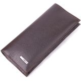 Превосходный вертикальный мужской бумажник из натуральной зернистой кожи KARYA 21437 Коричневый фото