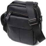 Вертикальная мужская сумка на плечо из натуральной кожи Vintage 22248 Черная фото