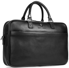 Вместительная деловая сумка-портфель из натуральной гладкой кожи Royal Bag RB026A-5 Черный
