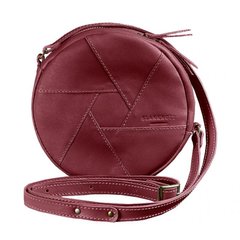 Натуральная кожаная круглая женская сумка Бон-Бон бордовая Blanknote BN-BAG-11-vin