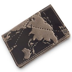 Компактный кожаный картхолдер коричневого цвета, коллекция "7 wonders of the world"