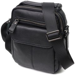 Вертикальна чоловіча сумка на плече з натуральної шкіри Vintage 22248 Чорна