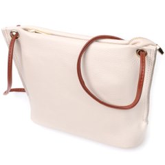 Жіноча трапецієподібна сумка на плече з натуральної шкіри Vintage 22396 Біла