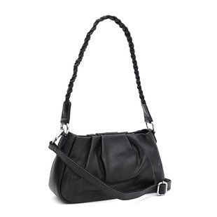 Сумка шкіряна жіноча Borsa Leather K15001bl-чорна, натуральна шкіра, горизонтальний формат, малий розмір