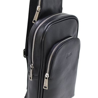 Люксовый слинг, кожаный рюкзак на одно плечо TARWA GA-0105-4lx Черный