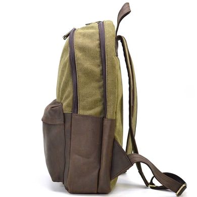 Чоловічий рюкзак шкіра та канвас хаккі для ноутбука TARWA RHc-7273-3md Коричневий
