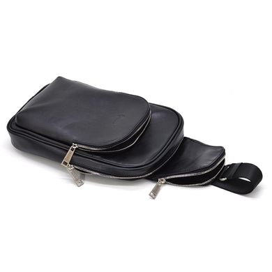 Люксовый слинг, кожаный рюкзак на одно плечо TARWA GA-0105-4lx Черный