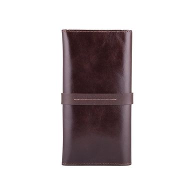 Місткий шкіряний гаманець на кобурною гвинті коричневого кольору