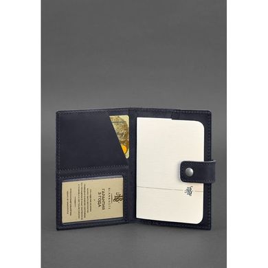 Натуральная кожаная обложка для паспорта 5.0 (с окошком) темно-синяя Crazy Horse Blanknote BN-OP-5-nn