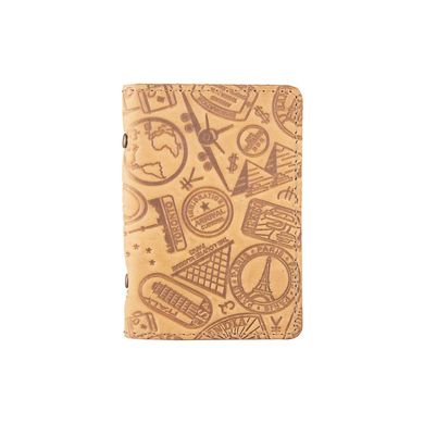 Дизайнерська шкіряна обкладинка-органайзер для ID паспорта / карт, світло жовтого кольору, колекція "Let's Go Travel"