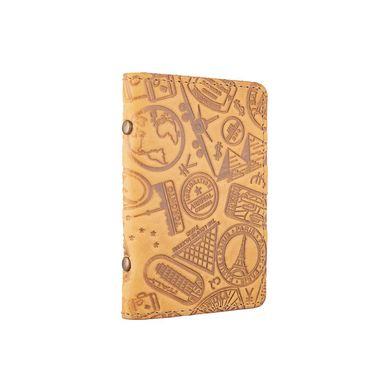 Дизайнерская кожаная обложка-органайзер для ID паспорта / карт, светло желтого цвета, коллекция "Let's Go Travel"