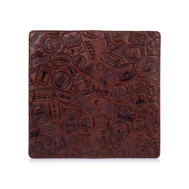 Удобный бумажник с глянцевой натуральной кожи коньячного цвета с отделением для монет, коллекция "Let's Go Travel"