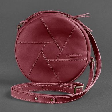 Натуральная кожаная круглая женская сумка Бон-Бон бордовая Blanknote BN-BAG-11-vin