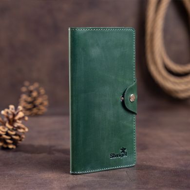 Бумажник унисекс вертикальный из винтажной кожи на кнопках SHVIGEL 16179 Зеленый