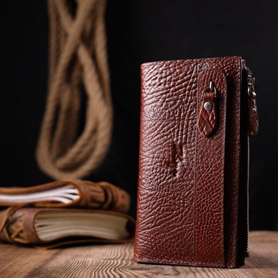 Цікавий складний гаманець з натуральної шкіри KARYA 21131 Коричневий